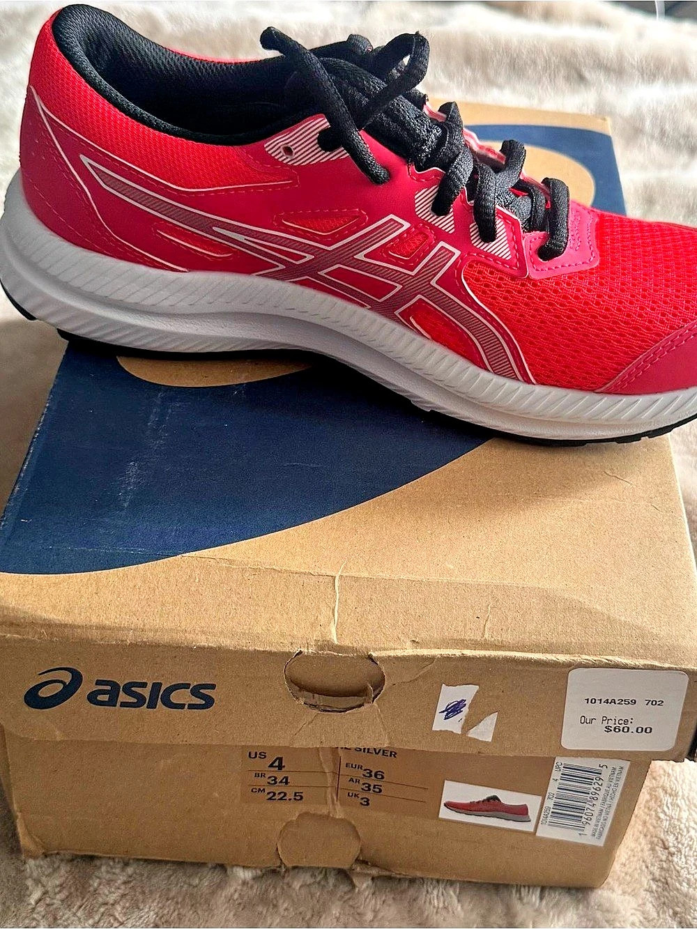 ASICS DIVA PINK/PURE SILVER Girls Pink & Silver Sneakers US 4 Like New
